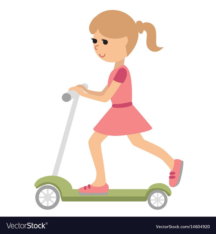 Катается на самокате вектор