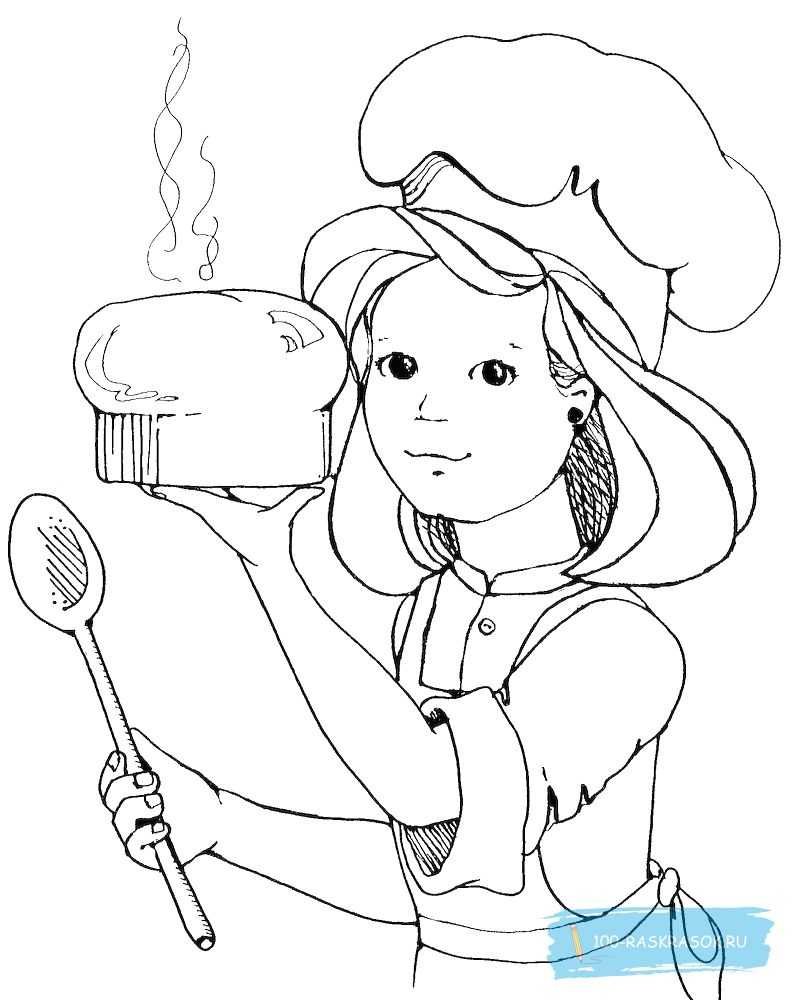 Раскраска повариха для детей