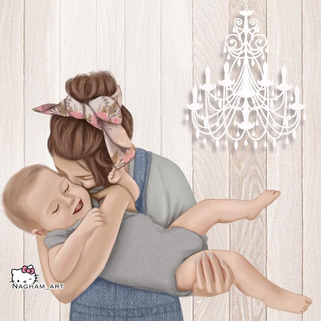 Мама и сын иллюстрация