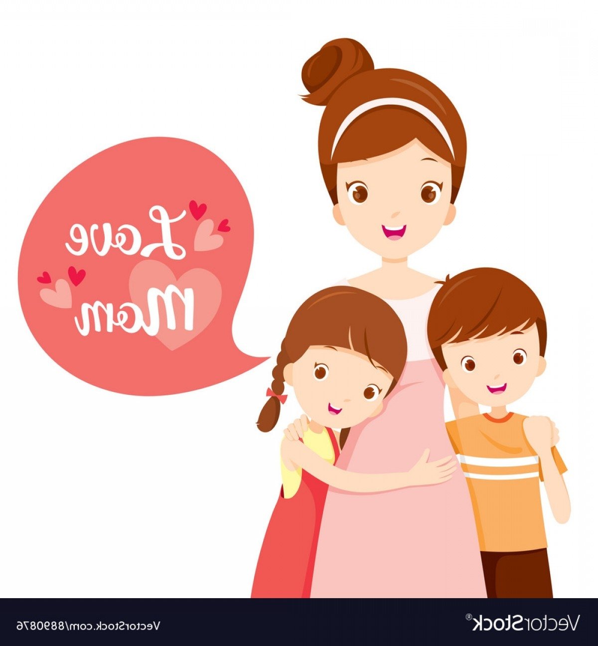 Мама обнимает ребенка вектор