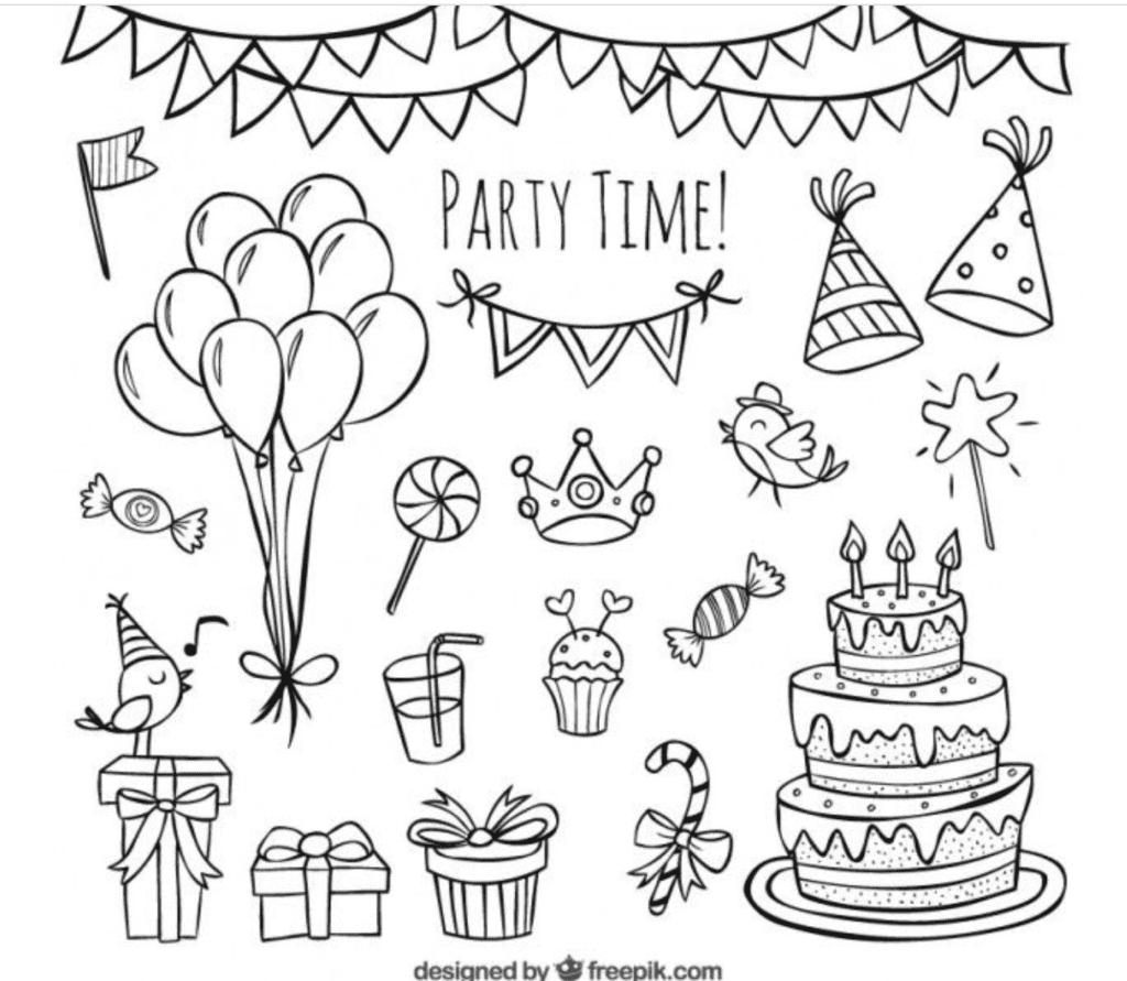 Надпись с днем рождения раскраска