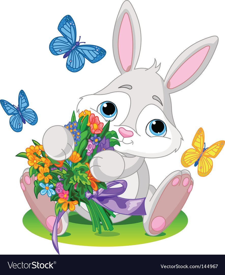 Заяц с цветами картинки