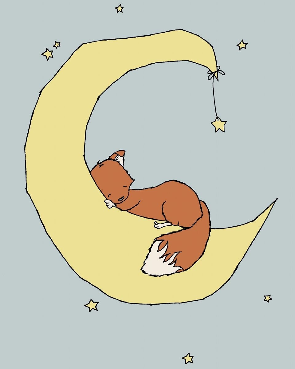 Лисенок спит рисунок