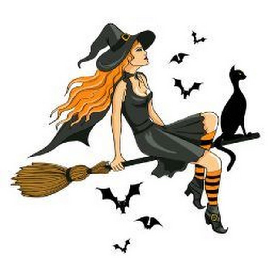 Девушка ведьма на метле