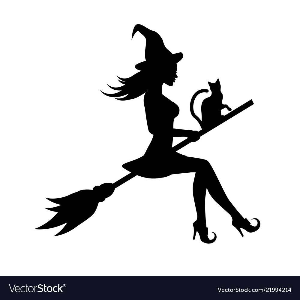 Тату наклейка ведьма на метле