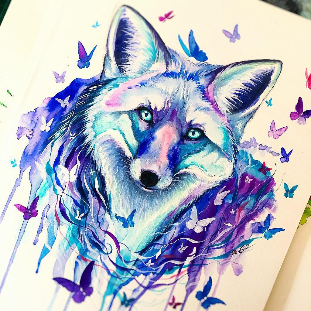 Арты животных цветными карандашами