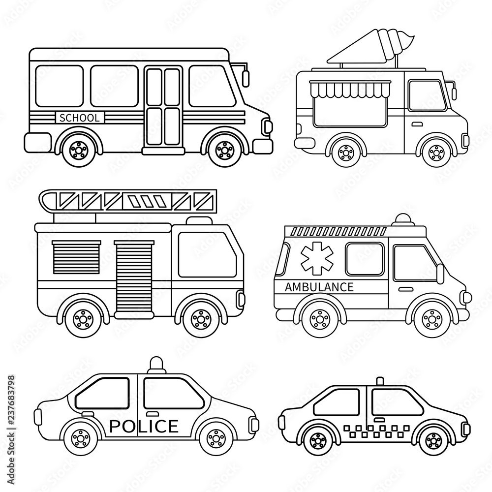 Раскраска для малышей специальный транспорт