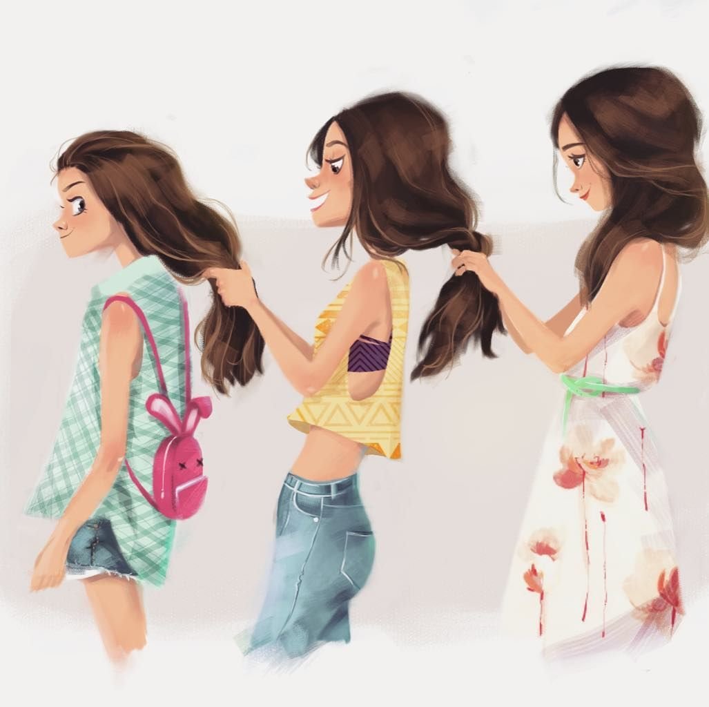 3 Девушки рисунок