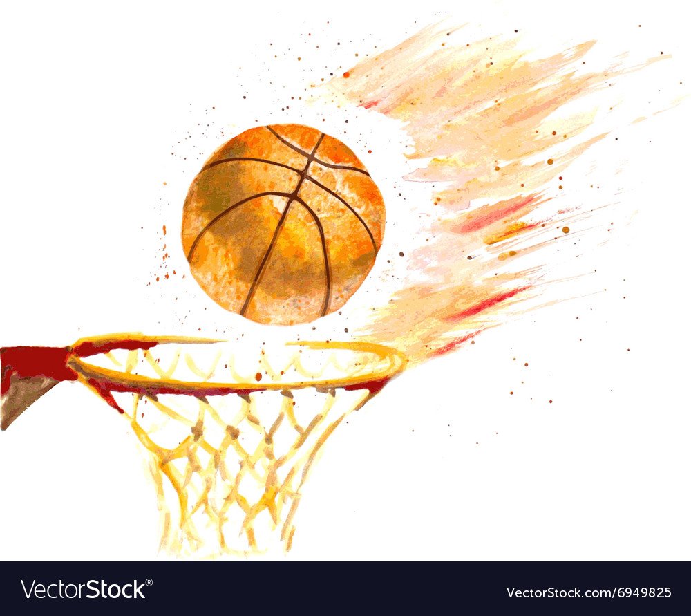 Баскетбольный мяч акварелью