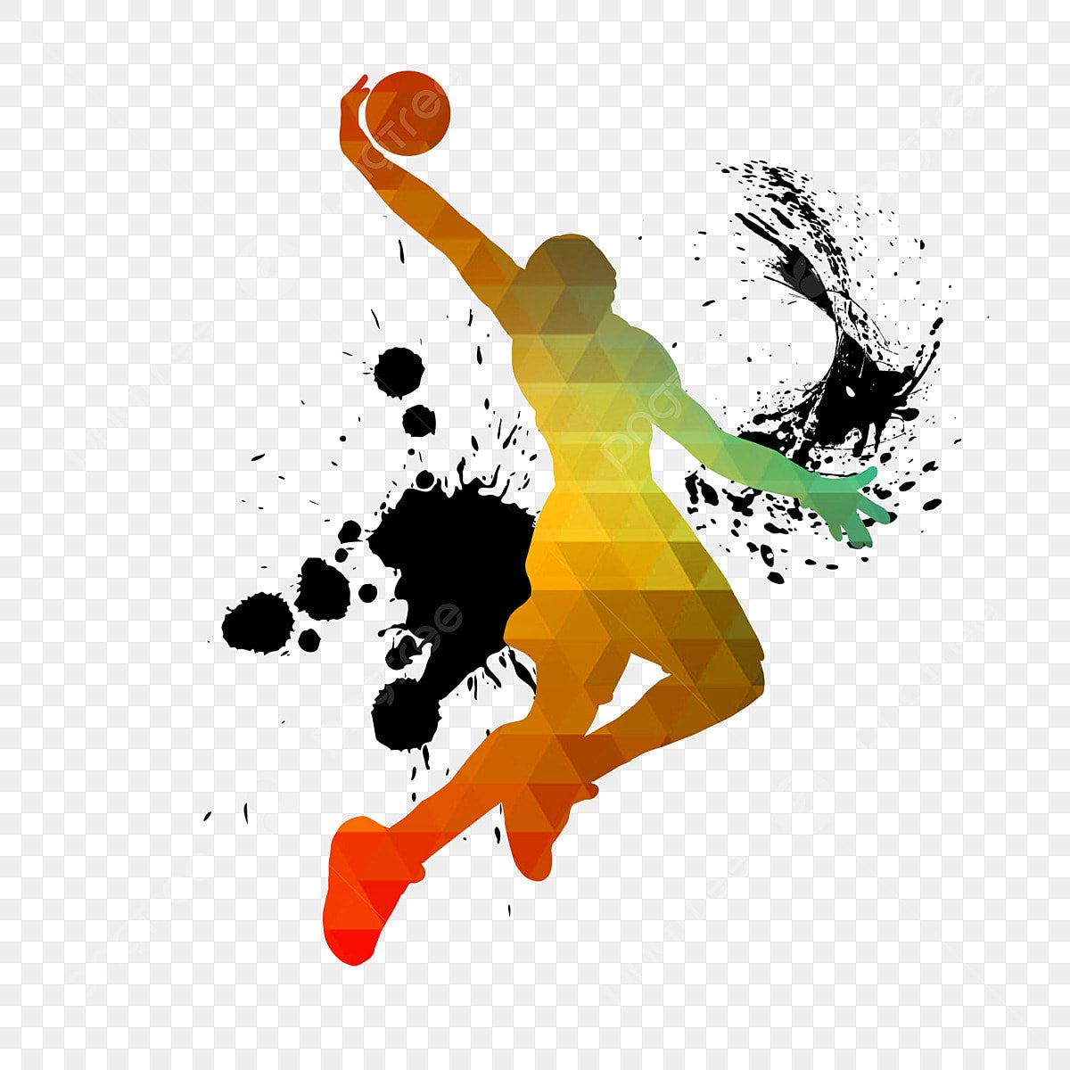 Силуэты баскетбол цветные