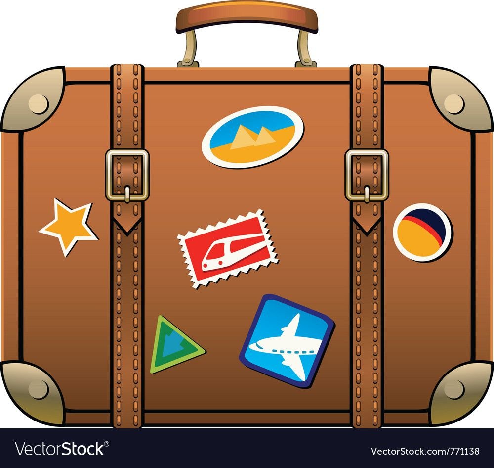 Чемодан путешественника на белом фоне