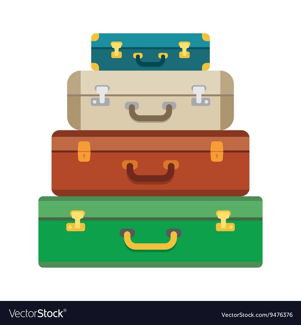 Открытый чемодан вектор современный