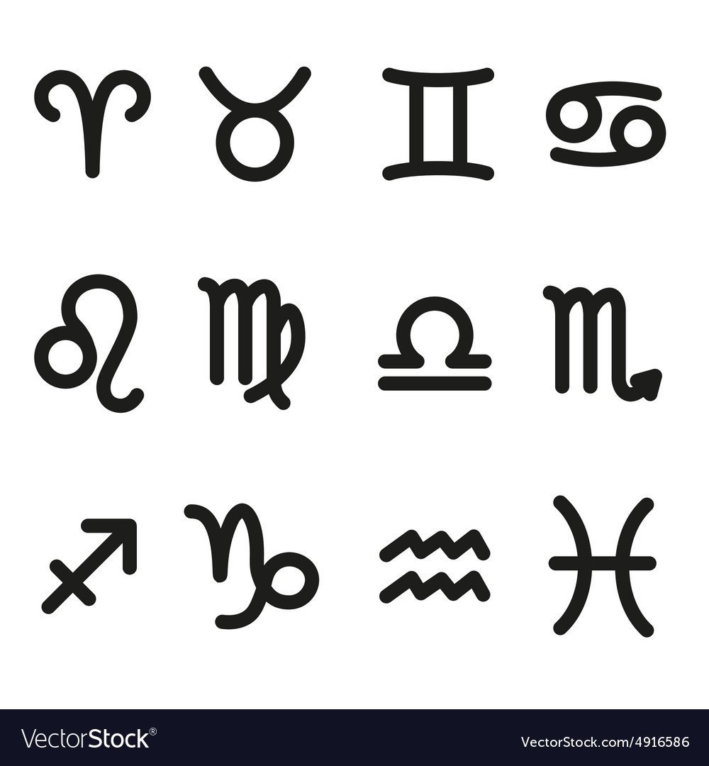 Символы гороскопа на белом фоне