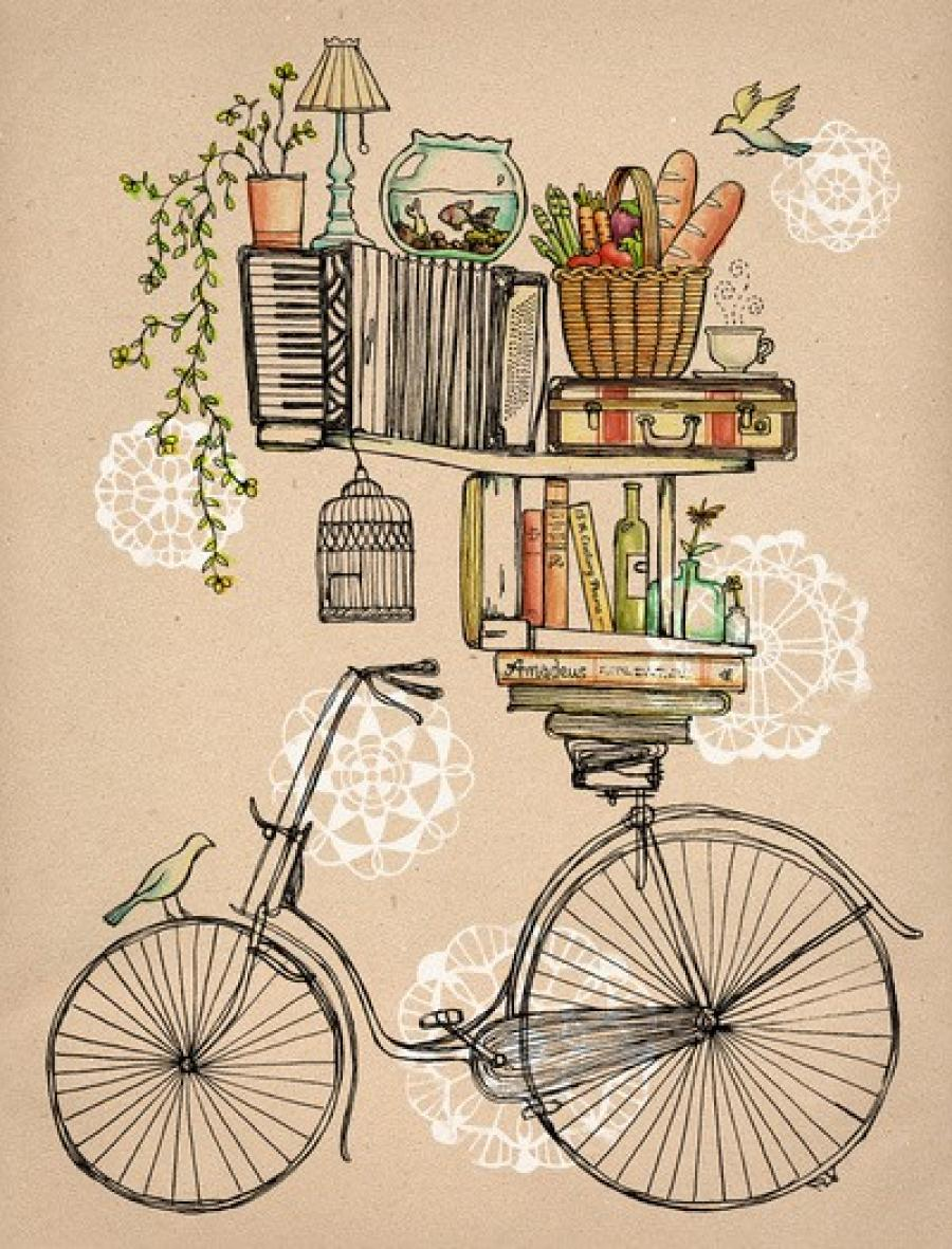 Винтажный велосипед арт