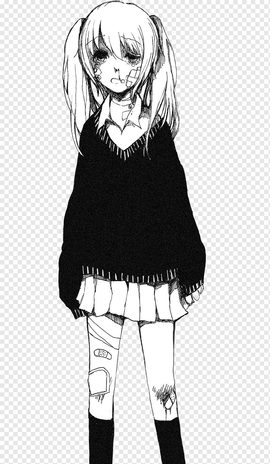 Аниме улыбка чб