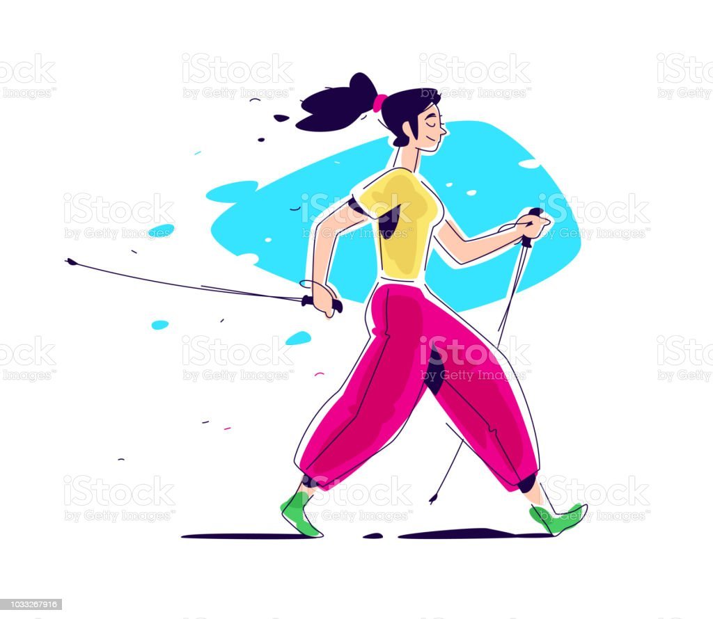 Скандинавская ходьба вектор