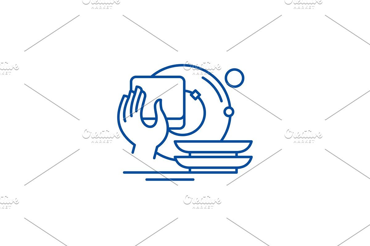 Немытая посуда в раковине векторное изображение