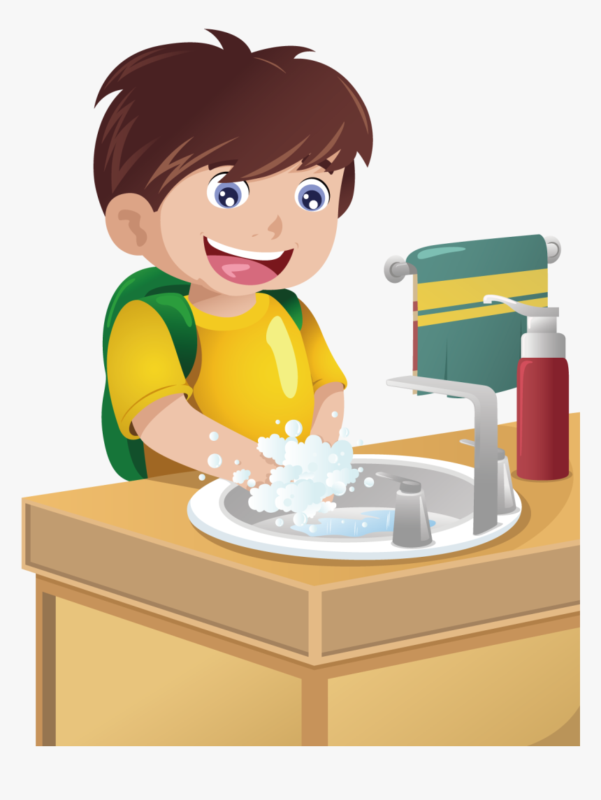 Мальчик моет посуду