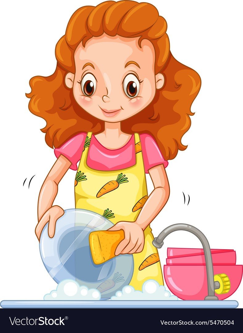 Мама моет посуду