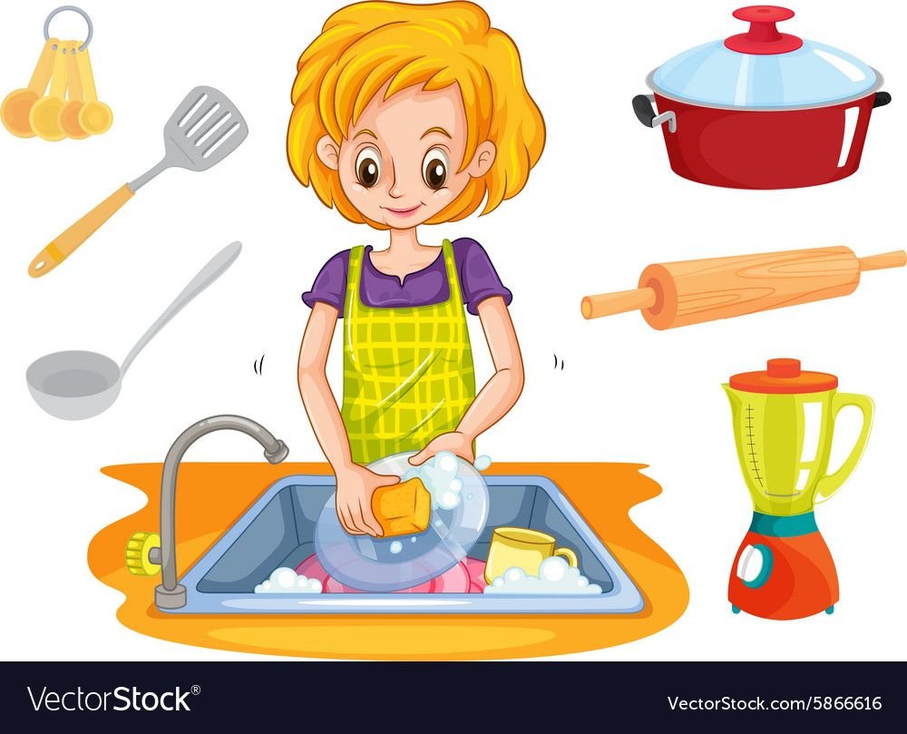 Посудомойщица вектор