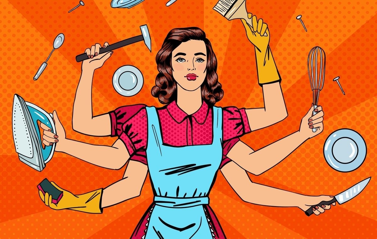 Поп арт женщина домохозяйка