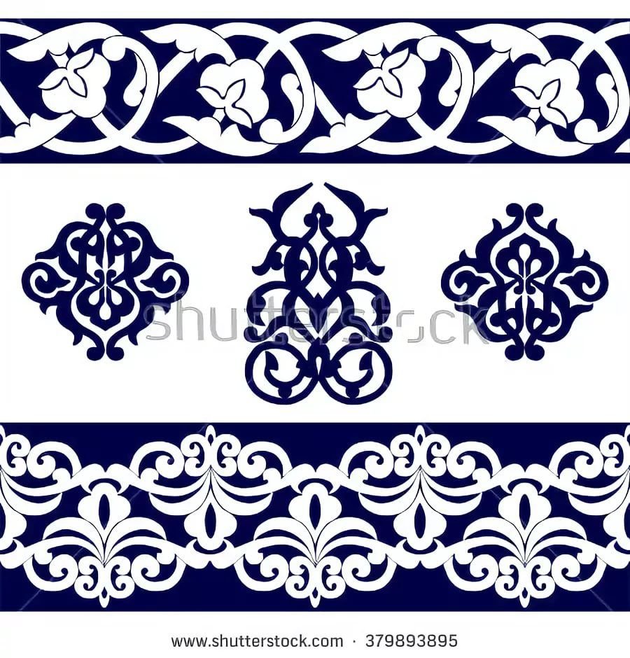 Узбекские узоры и орнаменты в векторе