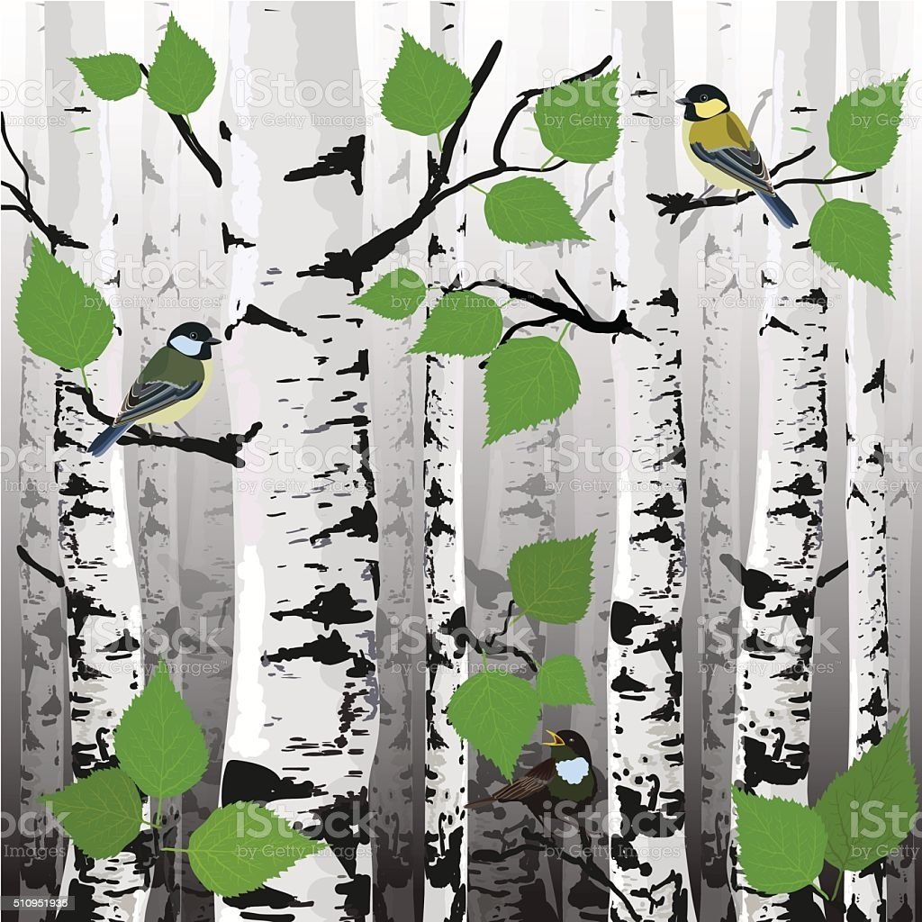 Нарисовать березку на стене