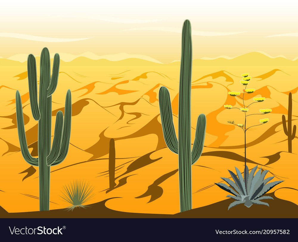 Картина кактусы в пустыне