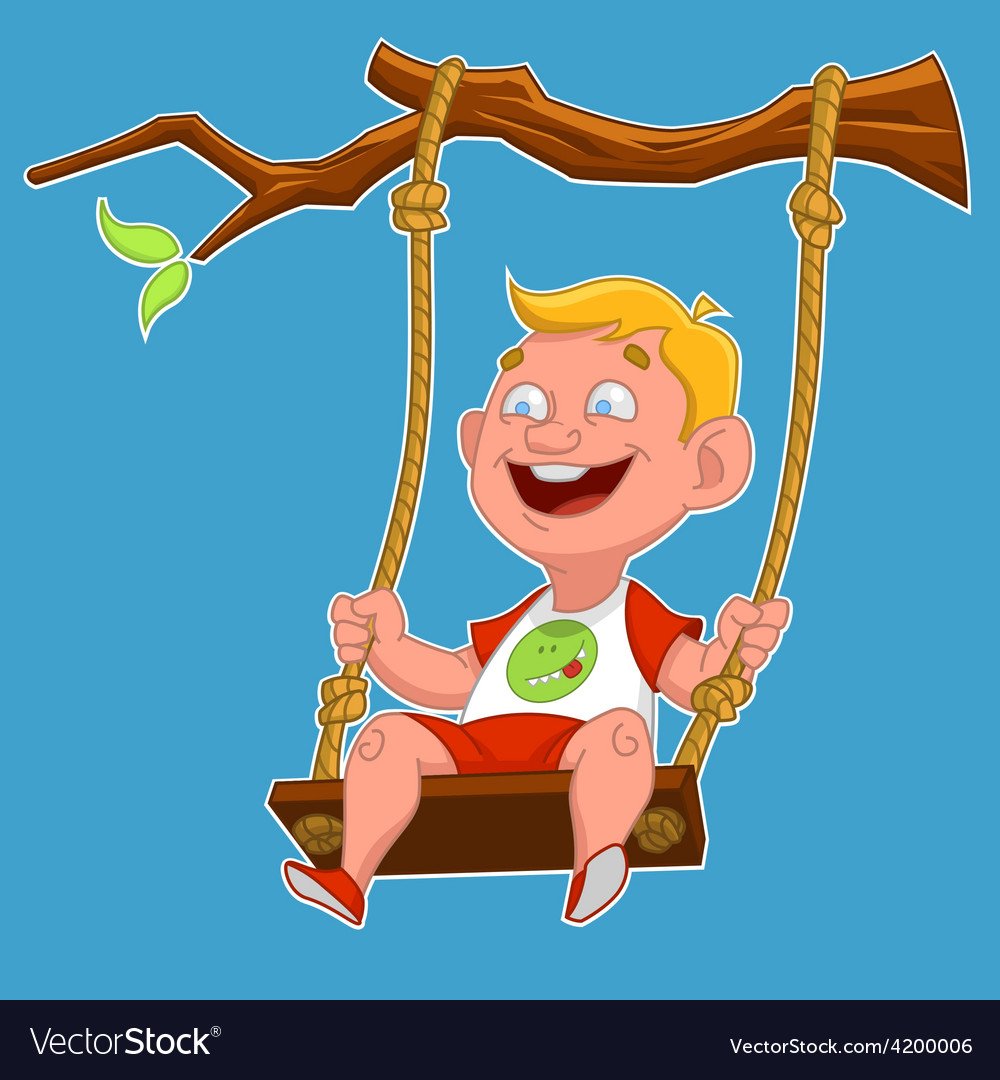 Шарж ребенок на качелях
