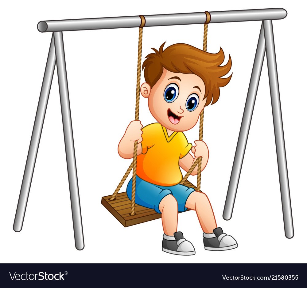 Мальчик катается на качелях