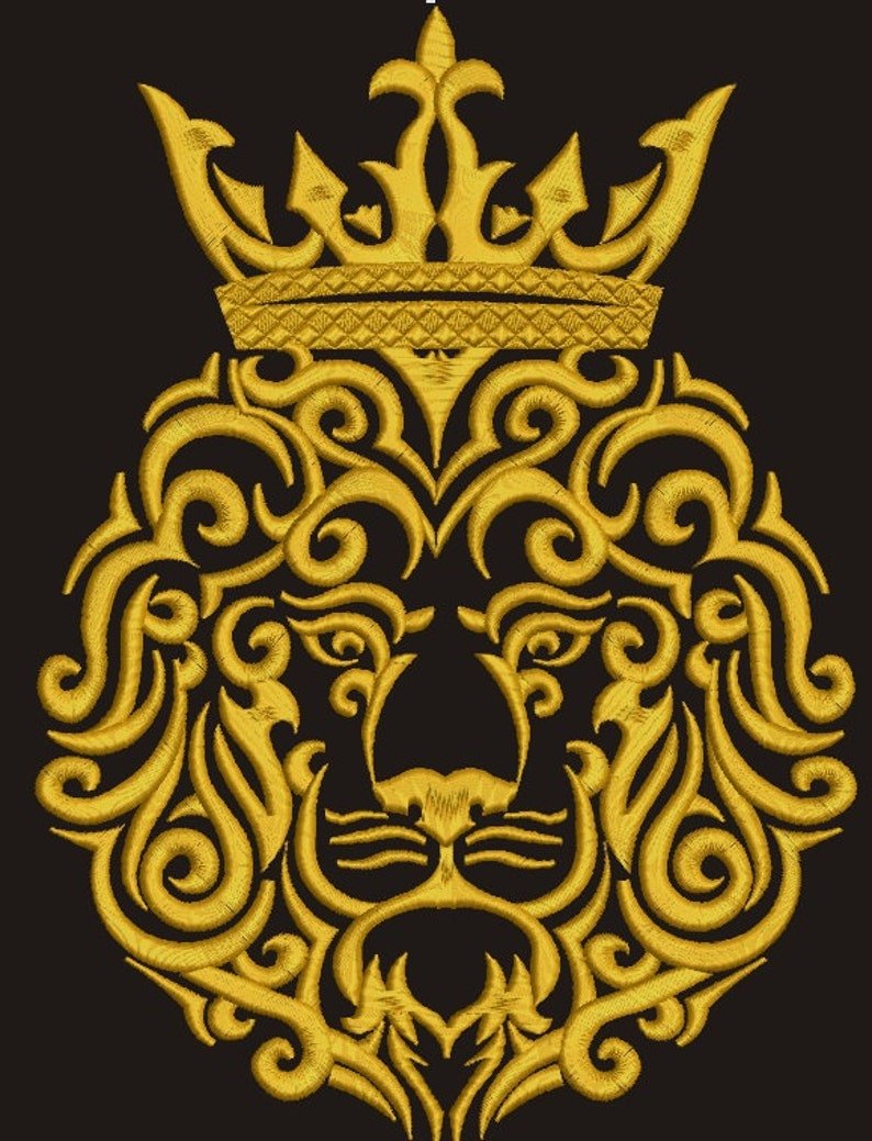 Лев с короной вышивка Машинная