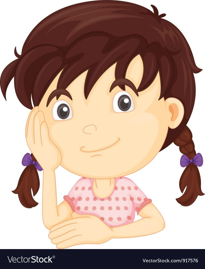 Мультяшная девочка думает