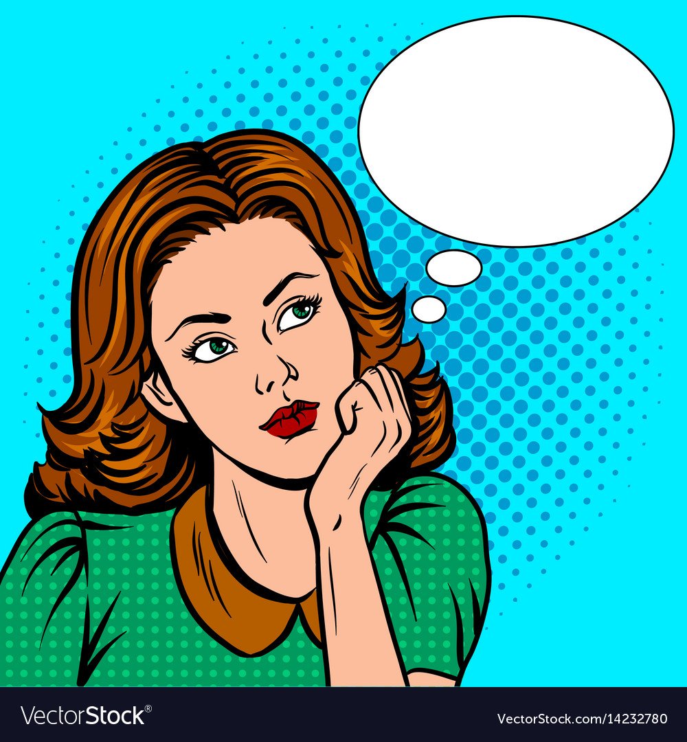 Задумчивая девушка поп арт