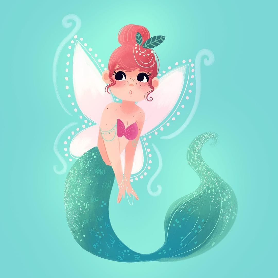Русалка рисунок для детей вектор