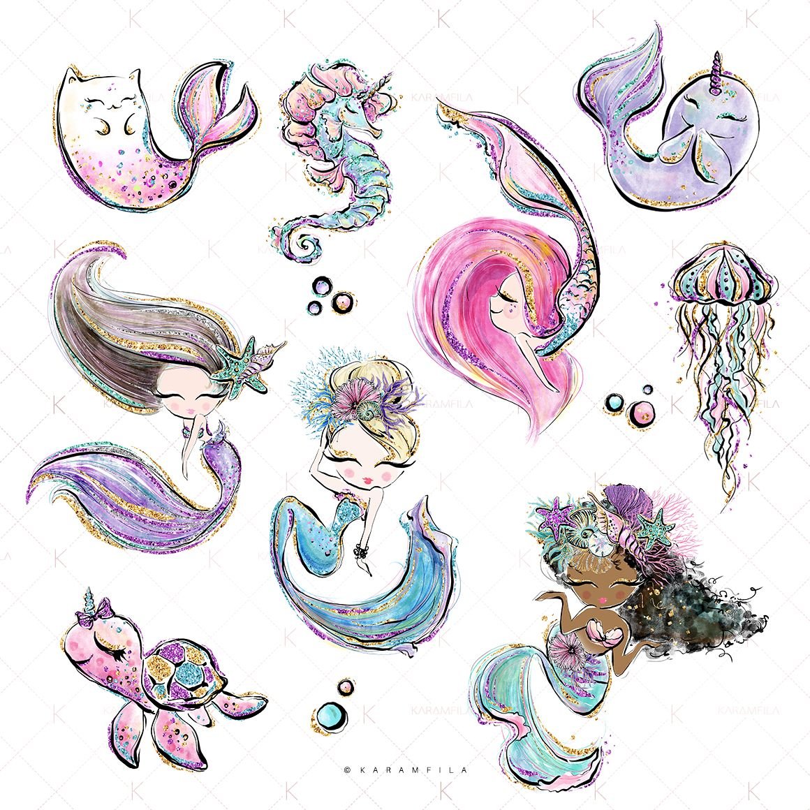 Русалочка девочка вектор