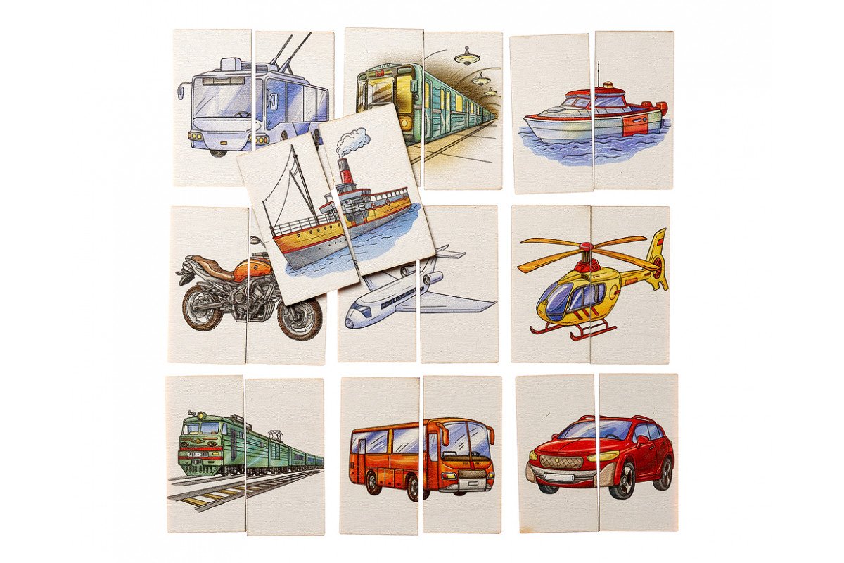 Пазл половинки транспорт