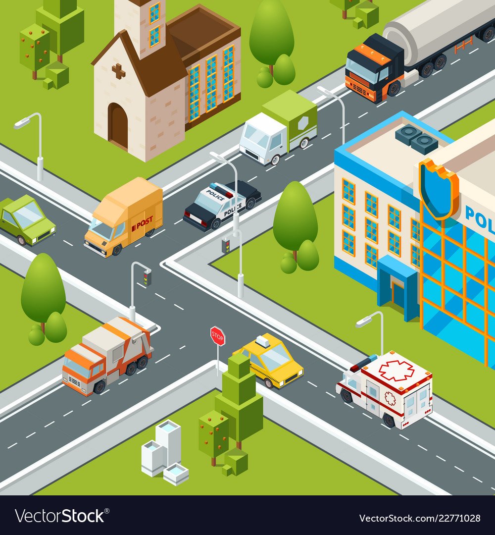 Город перекресток вектор