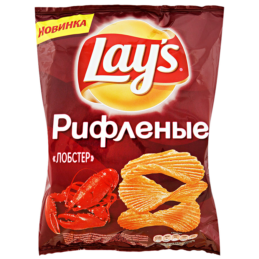 Чипсы lays рифлёные лобстер 150г