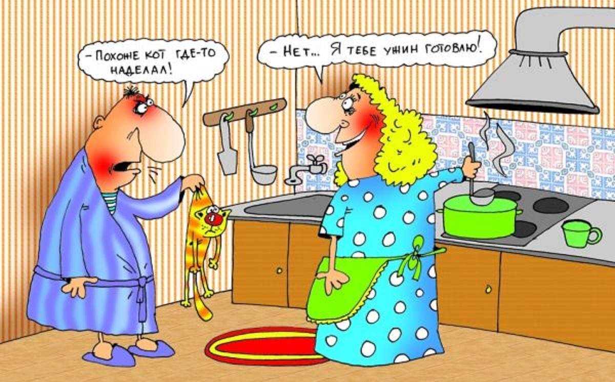 Карикатуры мужа и жены прикольные