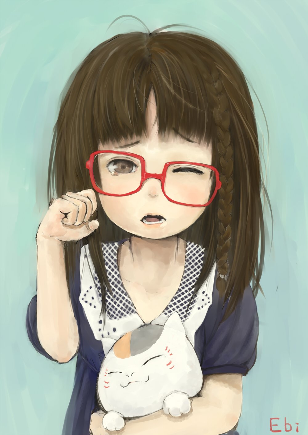 Мультяшная девочка в круглых очках