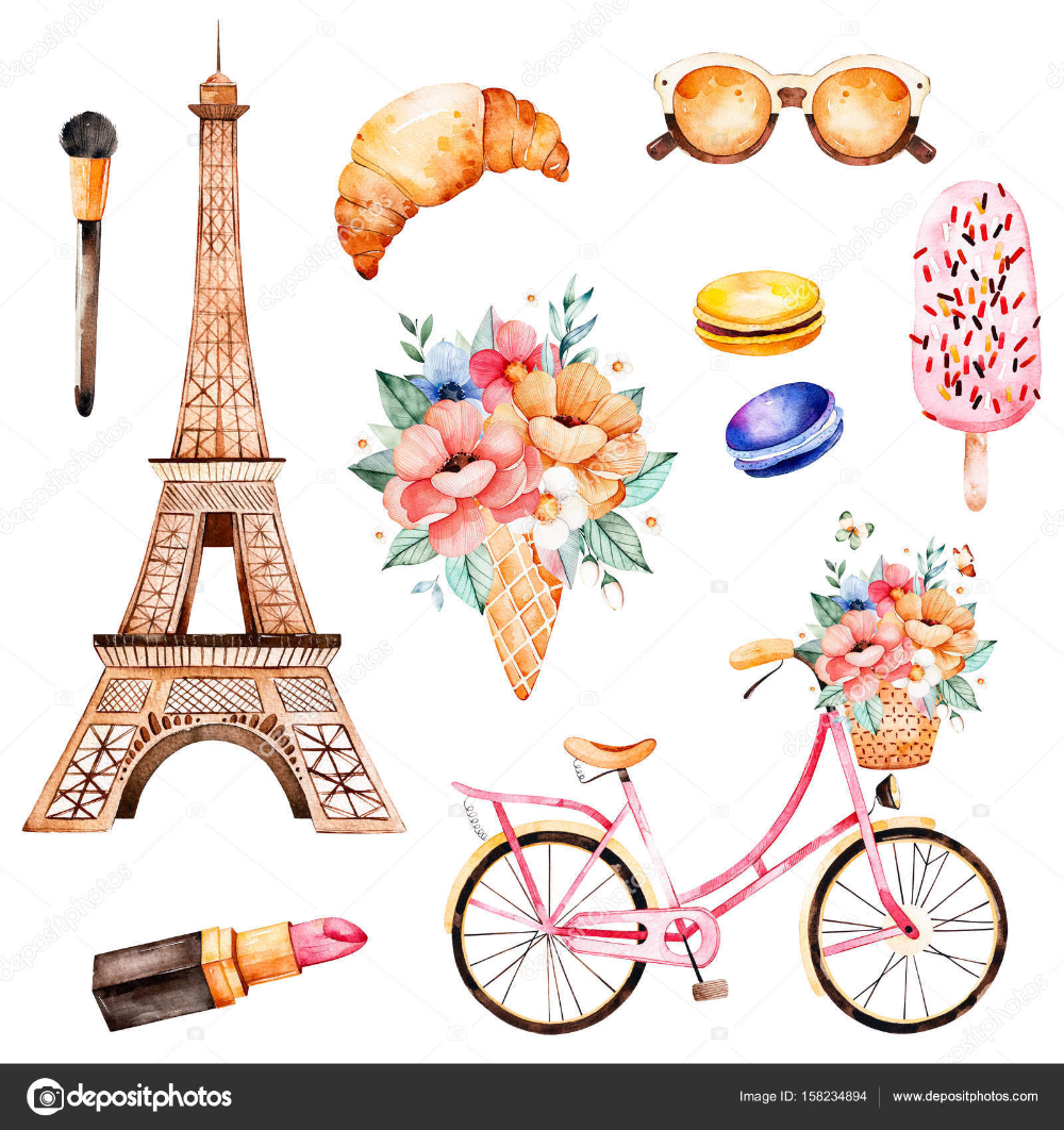 Франция символы акварель