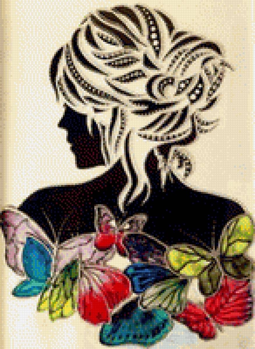 Силует девушки бабочки