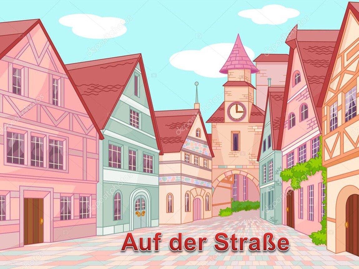 Мультяшная улица с домиками