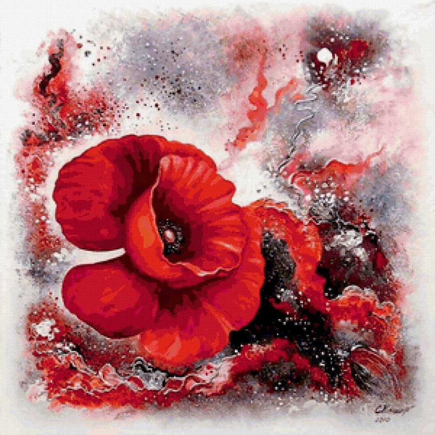 Маки акварель абстракция