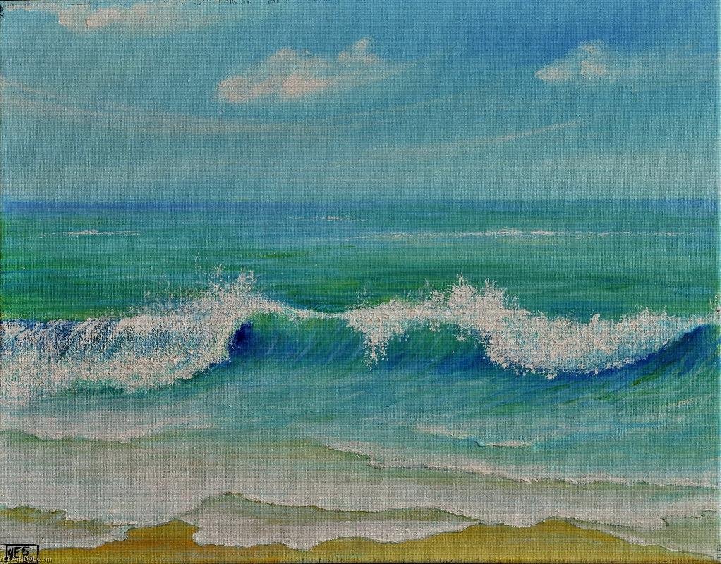 Море волны акварель