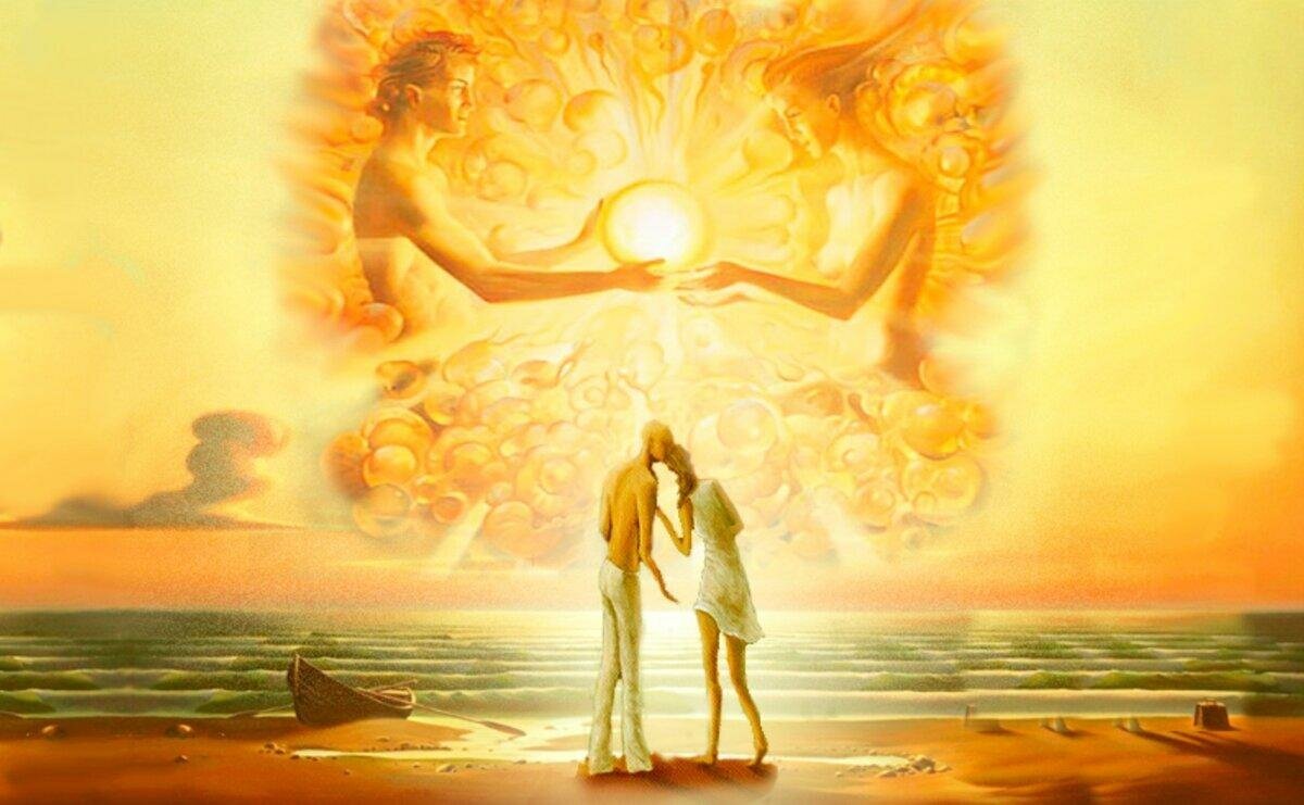 Мужчина и женщина солнце