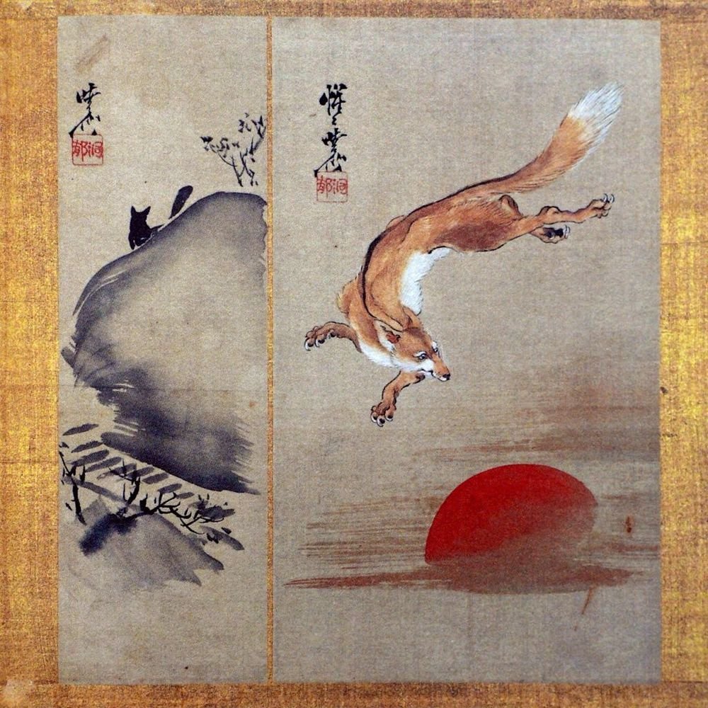 Кицунэ японская гравюра