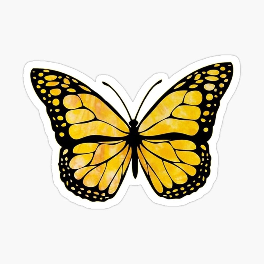 Желтая бабочка с черным принтом