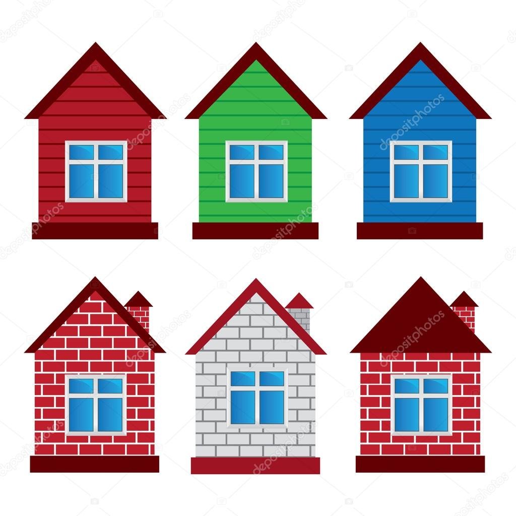 Красный домик с окошками