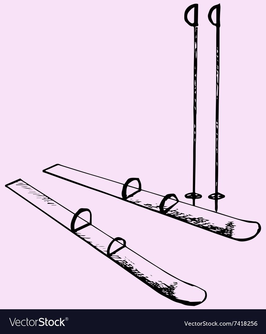Лыжи раскраска